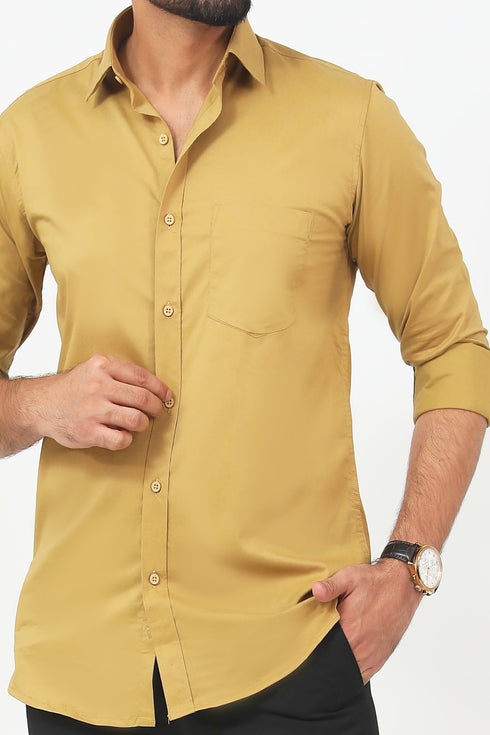 Veshbhoshaa Bluebird Men'S Sand Colour Cotton Lycra Formal Shirt